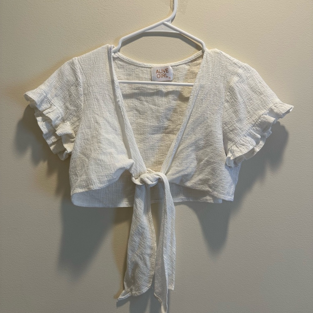 Alive Girl Front Tie Shirt / Crop Top
